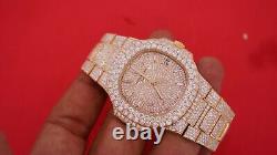 PATEK PHILIPPE Nautilus Rose Gold Watch Honey Comb Setting Iced Out Diamonds