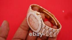PATEK PHILIPPE Nautilus Rose Gold Watch Honey Comb Setting Iced Out Diamonds