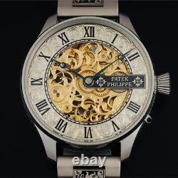 PATEK PHILIPPE antique hand-rolled watch 1908s Full skeleton custom / case 48mm