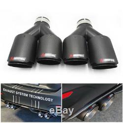 Pair Akrapovic Real Carbon Fiber Exhaust Tip Dual Pipe ID2.5 63mmOut3.589mm