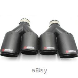 Pair Akrapovic Real Carbon Fiber Exhaust Tip Dual Pipe ID2.5 63mmOut3.589mm