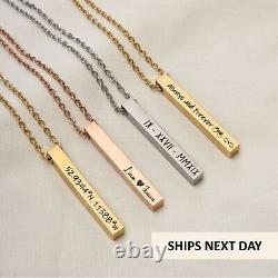 Personalised Custom Engraving Bar Necklace 5-25 20