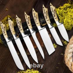 Personalized J2 Stainless Steel Custom Handmade 7 Pcs Chef Knife Set