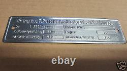 Porsche data plate Stamped Stainless Steel CUSTOM MADE for restoration purpose