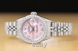 ROLEX LADIES DATEJUST 69174 PINK DIAL 18K GOLD SS DIAMOND WATCH with ROLEX BAND