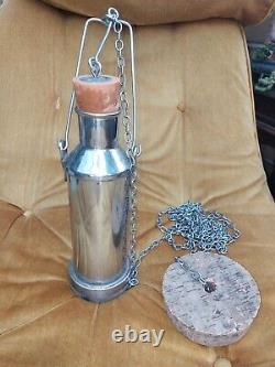 Rare H. M. Custom Stainless Steel Sampler Dipping Collecting Bottle with Chain
