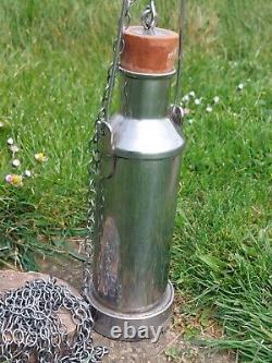 Rare H. M. Custom Stainless Steel Sampler Dipping Collecting Bottle with Chain