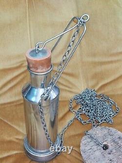 Rare H. M. Custom Stainless Steel Sampler Dipping Collecting Bottle with Chain