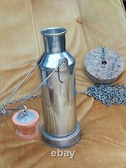 Rare H. M. Custom Stainless Steel Sampler Dipping Collecting Bottle with Chain