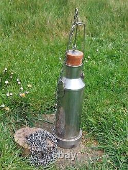 Rare H. M. Custom Stainless Steel Sampler Dipping Collecting Bottle with Chain