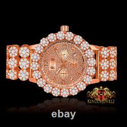 Real Genuine Diamond Stainless Steel Rose Gold Men Custom Ice House Watch WithDate