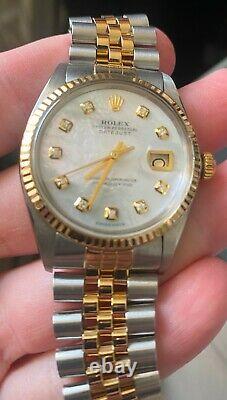 Rolex 18K Gold/Stainless Steel Datejust 36MM MOP Custom diamond dial 16013