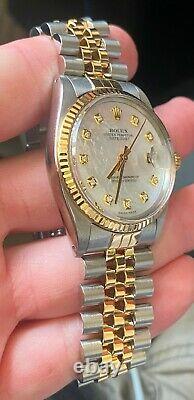 Rolex 18K Gold/Stainless Steel Datejust 36MM MOP Custom diamond dial 16013