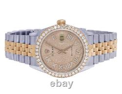 Rolex 18K/ Steel Datejust 36MM Two Tone Everose 16013 Diamond Watch 3.0 Ct