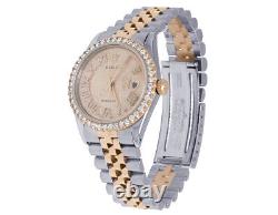 Rolex 18K/ Steel Datejust 36MM Two Tone Everose 16013 Diamond Watch 3.0 Ct