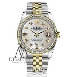 Rolex 2 Tone 31mm Datejust 18K & SS White MOP Mother Of Pearl Diamond