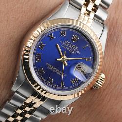 Rolex 26mm Datejust 18k Yellow Gold & Stainless Steel Blue Roman Numeral Dial