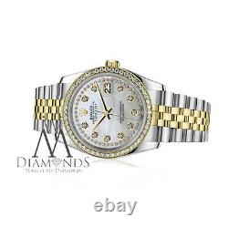 Rolex 26mm Datejust 2 Tone White MOP Mother of Pearl String Diamond Dial & Bezel