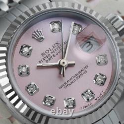 Rolex 26mm Datejust Stainless Steel Watch Pink Diamond Accent Dial