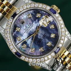 Rolex 26mm Datejust Tahitian Mother Of Pearl Face with Sapphires & Diamonds