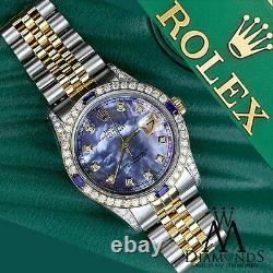 Rolex 26mm Datejust Tahitian Mother Of Pearl Face with Sapphires & Diamonds