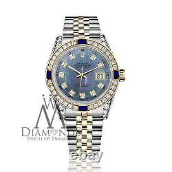 Rolex 26mm Datejust Tahitian Mother Of Pearl Face with Sapphires & Diamonds
