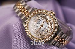 Rolex 26mm Datejust White Mother Of Pearl Diamond Dial 2 Tone Ladies Watch