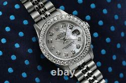 Rolex 26mm Datejust White Mother of Pearl Diamond Dial & Bezel SS Watch