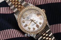 Rolex 31mm Datejust Diamond Watch White Mother Of Pearl 8+2 Diamond Dial