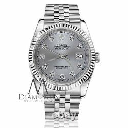 Rolex 31mm Datejust Grey Round Cut Diamond Jubilee 18K & SS Watch