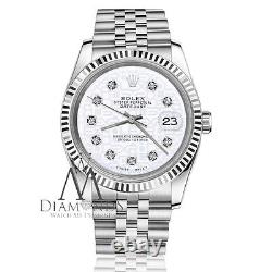 Rolex 31mm Datejust Stainless Steel White Jubilee Diamond Accent Dial Watch