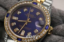 Rolex 36mm Datejust Blue 8+2 Diamond Accent Dial with Sapphire 2 Tone RT Watch