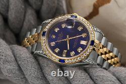 Rolex 36mm Datejust Blue 8+2 Diamond Accent Dial with Sapphire 2 Tone RT Watch