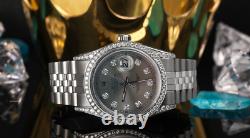 Rolex 36mm Datejust Grey Diamond Dial Diamond Bezel & Lugs Steel Watch
