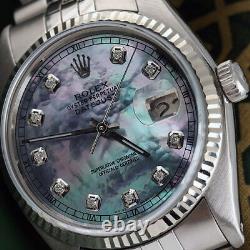 Rolex 36mm Datejust Tahitian Mother of Pearl Diamond Accent Dial SS Watch