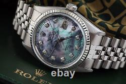 Rolex 36mm Datejust Tahitian Mother of Pearl Diamond Accent Dial SS Watch
