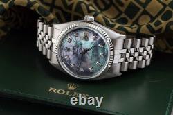 Rolex 36mm Datejust Tahitian Mother of Pearl Diamond Accent Dial SS Watch