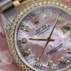 Rolex 36mm Datejust Watch Pink Mother of Pearl Dial 2 Tone Jubilee Band