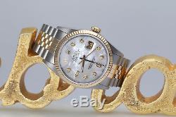 Rolex 36mm Datejust White Mother Of Pearl 8+2 Diamond Dial 2 Tone Watch