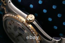 Rolex 36mm Datejust White Mother Of Pearl Diamond Dial & Bezel Watch in 2 Tone