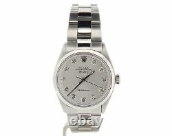Rolex Air King Mens SS Stainless Steel Watch Silver Diamond Dial Oyster 5500