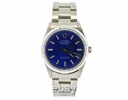 Rolex Air King Mens Stainless Steel Watch Oyster with Submariner Blue Dial 14000