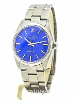 Rolex Air King Precision 5500 Mens Stainless Steel Watch Oyster Band Blue Dial