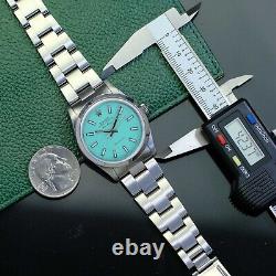 Rolex Air King Stainless Steel Custom Tiffany Dial Smooth Oyster Band Watch
