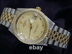 Rolex Date 1505 Mens 2Tone Yellow Gold & Steel Watch Champagne Dial Jubilee