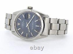 Rolex Date Mens Stainless Steel Watch Oyster Rivet Bracelet Blue Stick Dial 1500