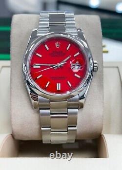 Rolex Datejust 116200 Oyster Stainless Steel CUSTOM RED Dial Watch MINT