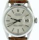 Rolex Datejust 1601 Mens Stainless Steel 18K White Gold Watch Silver Dial Brown