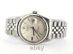 Rolex Datejust 1601 Mens Stainless Steel 18K White Gold Watch with Silver Dial