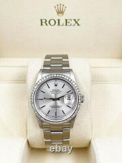 Rolex Datejust 16200 Silver Dial Diamond Bezel Stainless Steel 2005